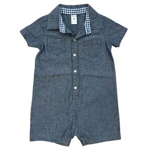 Carter's Navy Chambray Short-Sleeve Romper